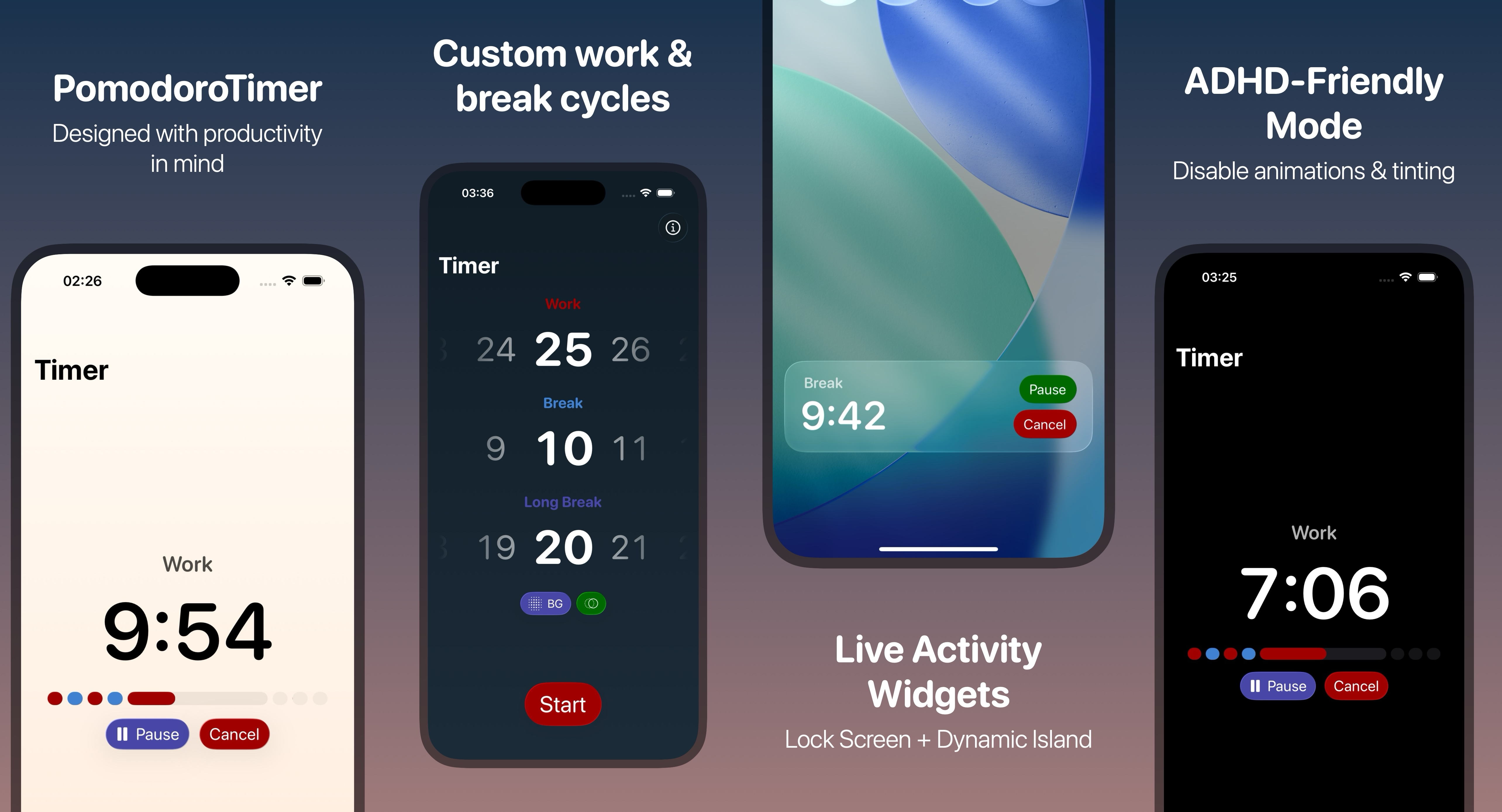 4 Screenshots of Tomato app